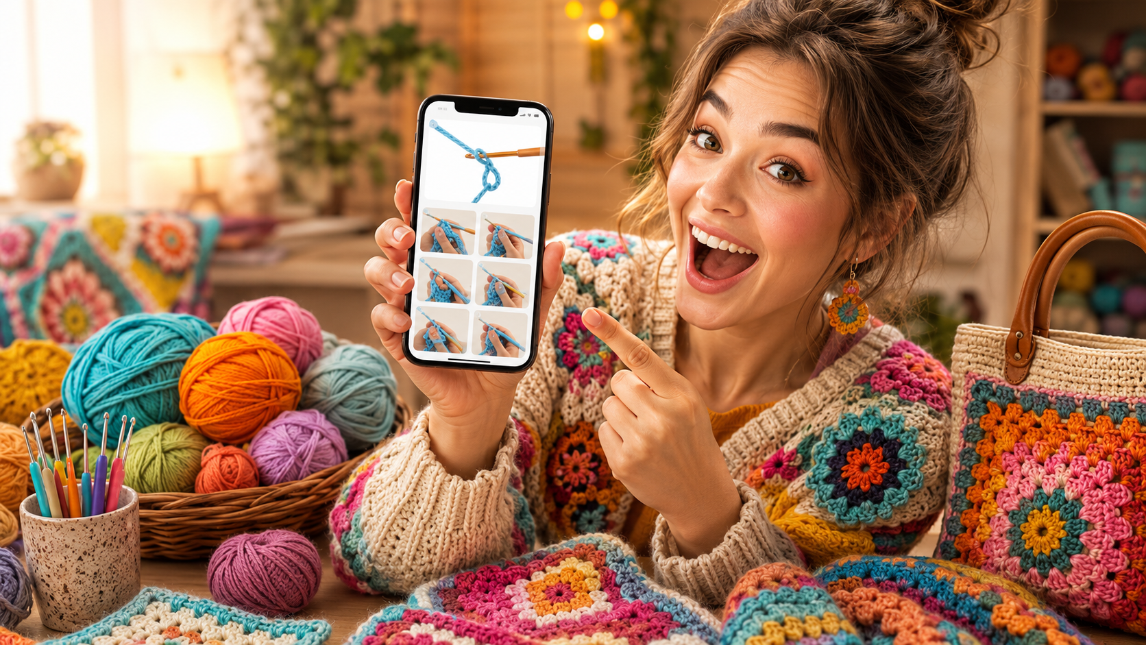 Crochê pelo celular: aprenda novos pontos com o YarnPal grátis